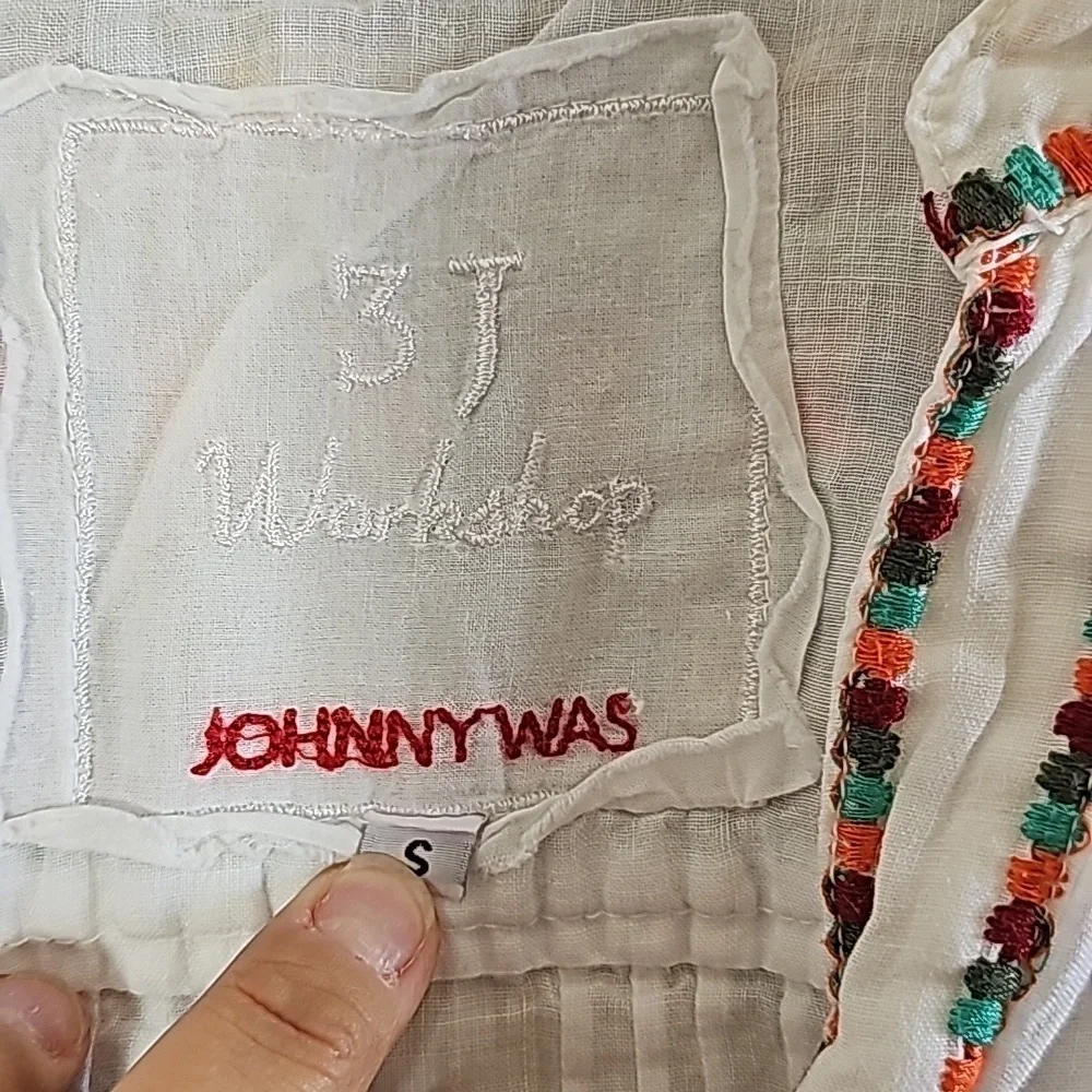 Johny Was 3J Workshop White Embroidered Top - Picture 5 of 10